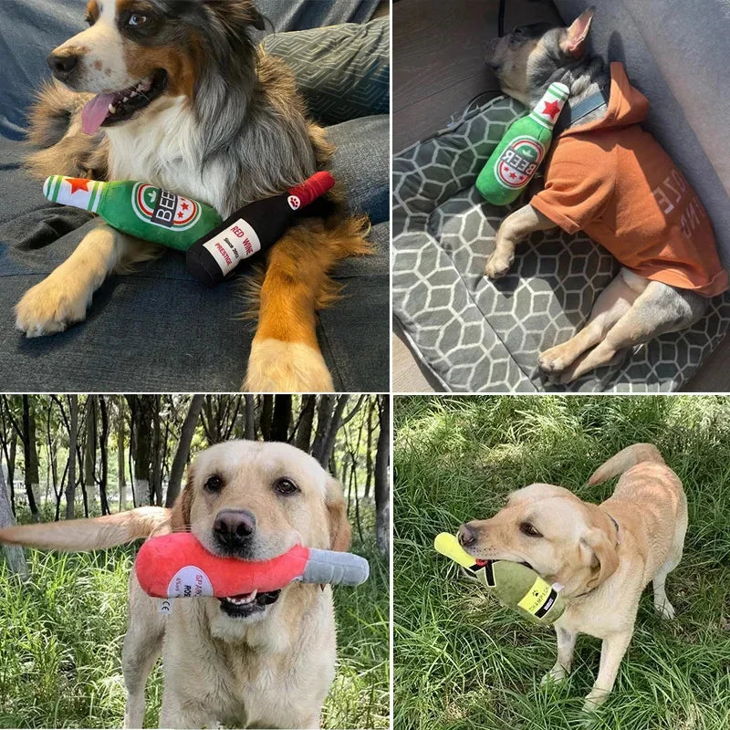 Plush Dog Toys Beer Bottle